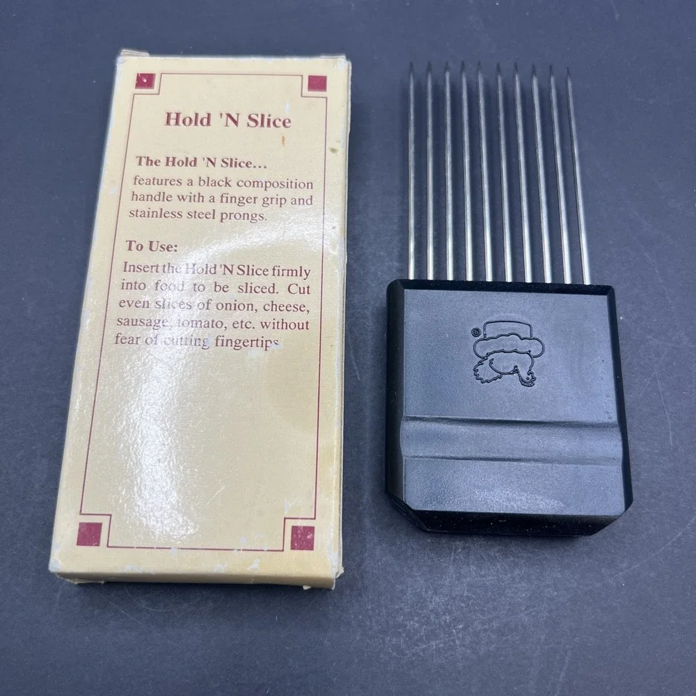 PAMPERED‎ CHEF Hold 'N Slice Stainless Holder for Cutting Onions Potatoes Tomato
